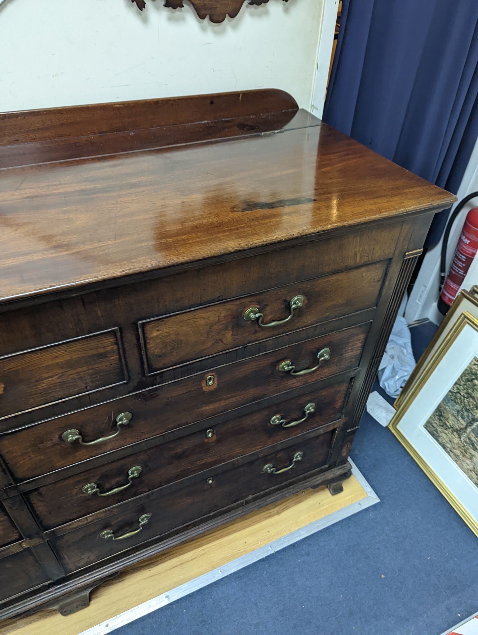 A George III mahogany mule chest, width 175cm, depth 55cm, height 114cm